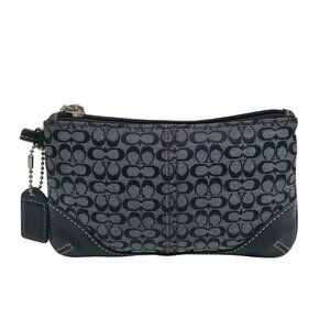 Coach Blue Signature C Monogram Canvas Mini Wristlet